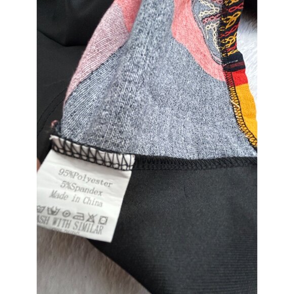 Incerun Mens 3/4 Sleeve Patchwork T-Shirt Small Black Hippy Ethnic Korean Style - Picture 4 of 8